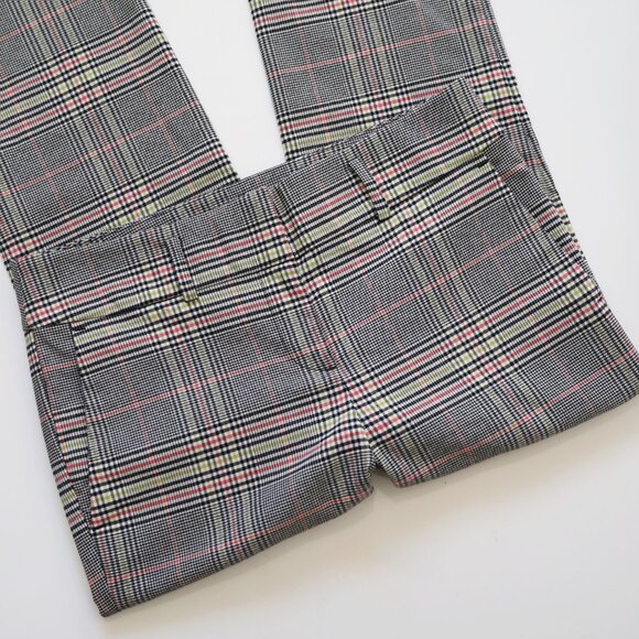 ANN TAYLOR LOFT Size 0 Plaid Dress Pants Straight Black White - Picture 2 of 6